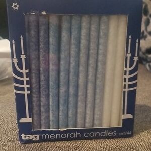 Tag Blue and White Menorah Candle Set